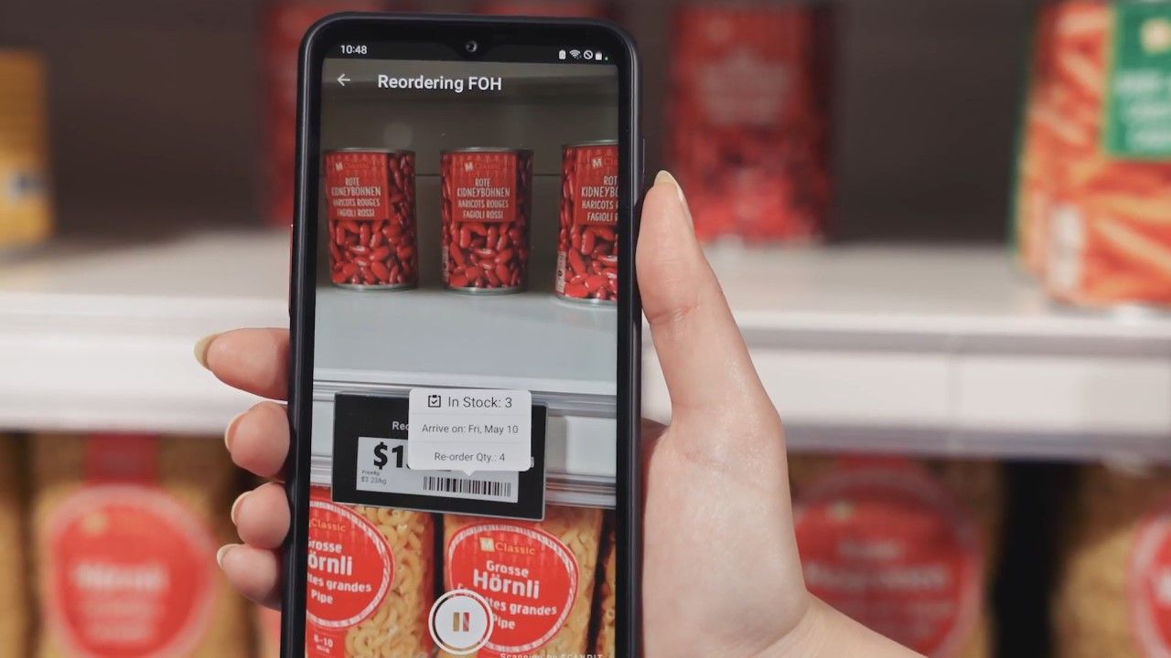 A store associate reordering products